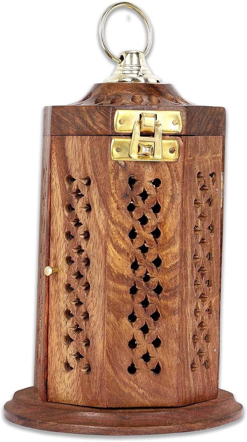 Bless International Bless-International Traditional-Handmade-Burner Wooden-Incense-Stick-Holder Ash-Catcher-Stand for-Aromatherapy-Meditation-Yoga (7 Inch Letter Box Wooden Charcoal/Cone) - Image 1